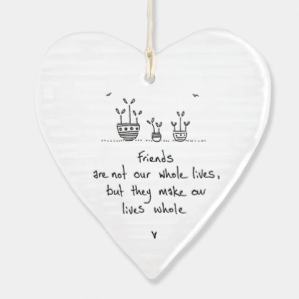 Porcelain Wobbly Hanging Heart