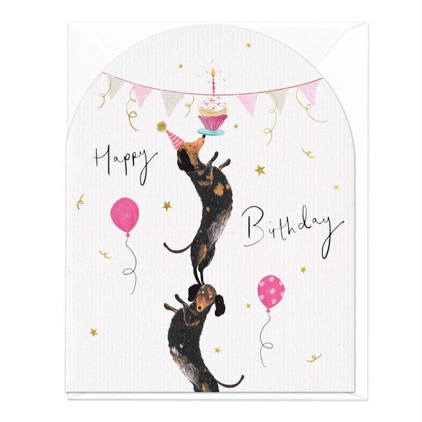 Card Arched Sausage Dogs Birthday