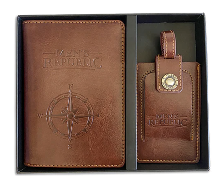 Men's Travel Wallet & Luggage Tag Set