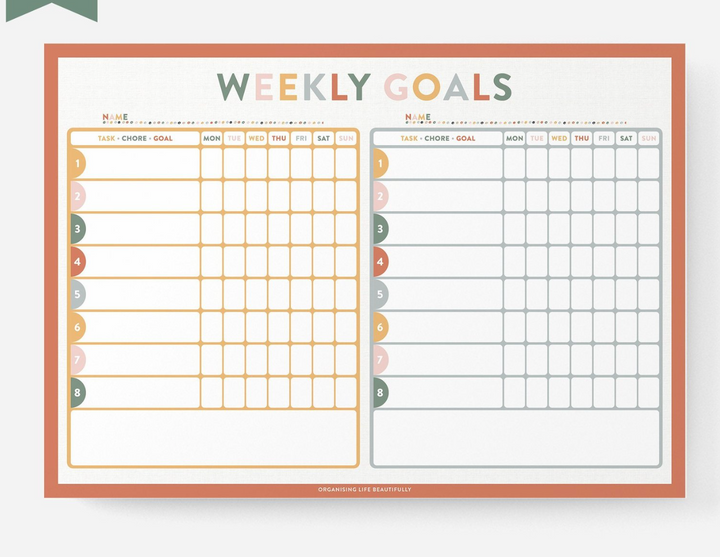 Kids Weekly Goals Chart Magnet