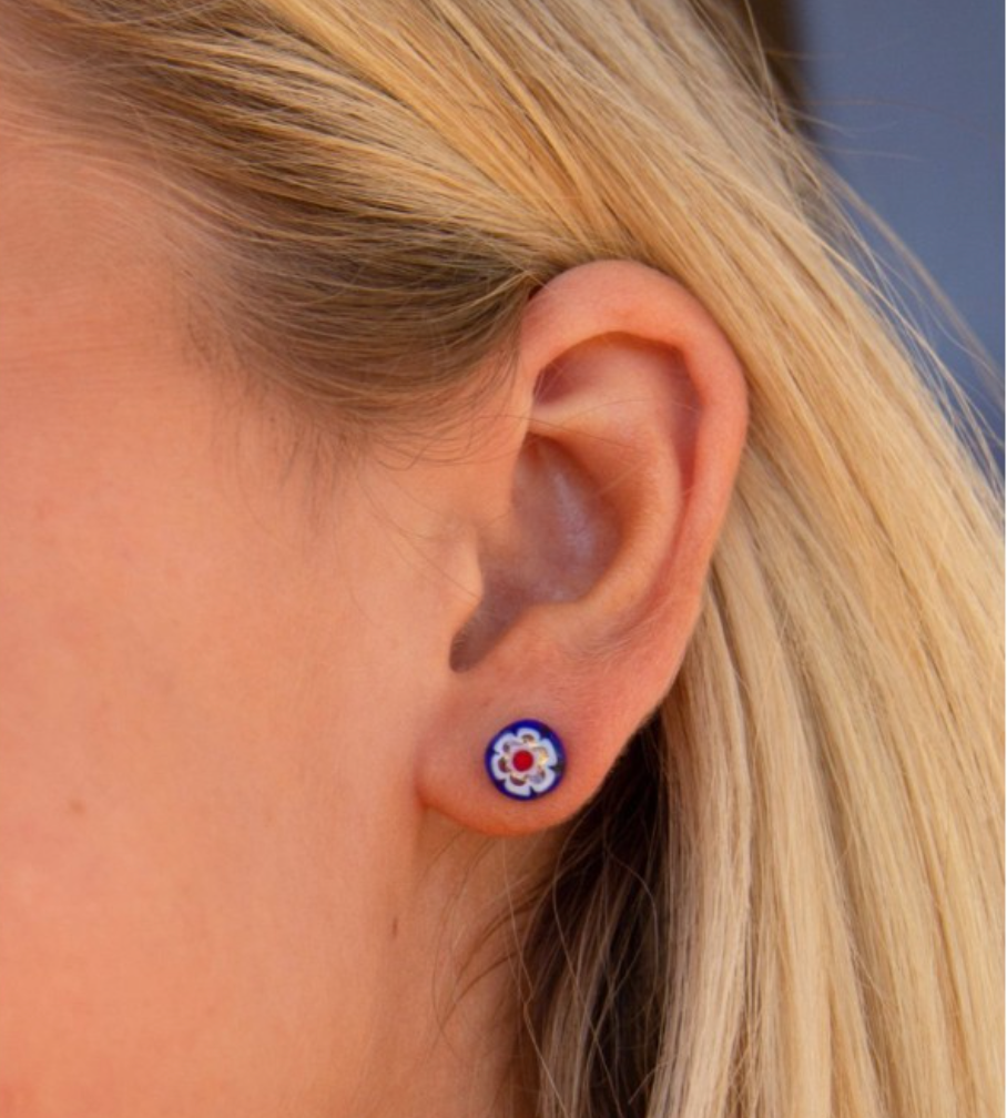 Bead Studs Millefiori Blue