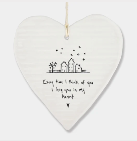 Porcelain Wobbly Hanging Heart