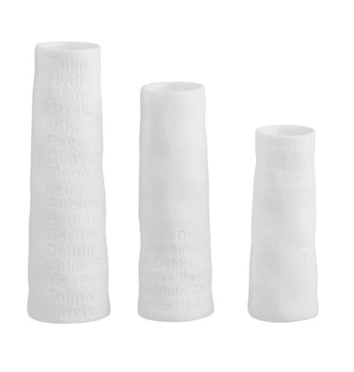 Poetry Mini Embossed Vases Set of 3